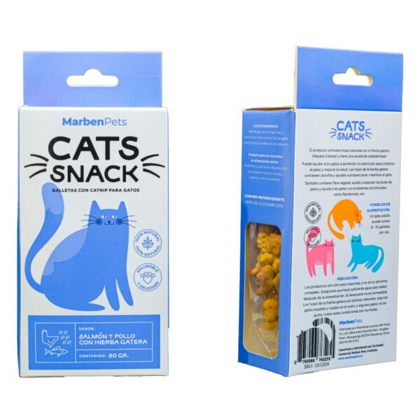 CATS SNACK SALMON Y POLLO CON HIERBA GATERA 80G